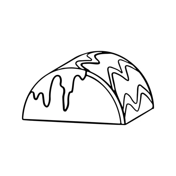 Trozo de pastel de helado cubierto de glaseado y jarabe — Vector de stock