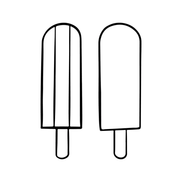 アイスのシルエット、ジューシーなフルーツアイス。霜降りの棒の上のアイスクリームのイラスト. — ストックベクタ