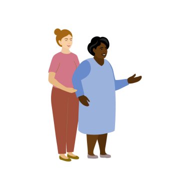 Yaşlılara destek, yardım ve bakıcılık. Vektör illüstrasyonunu kabul et