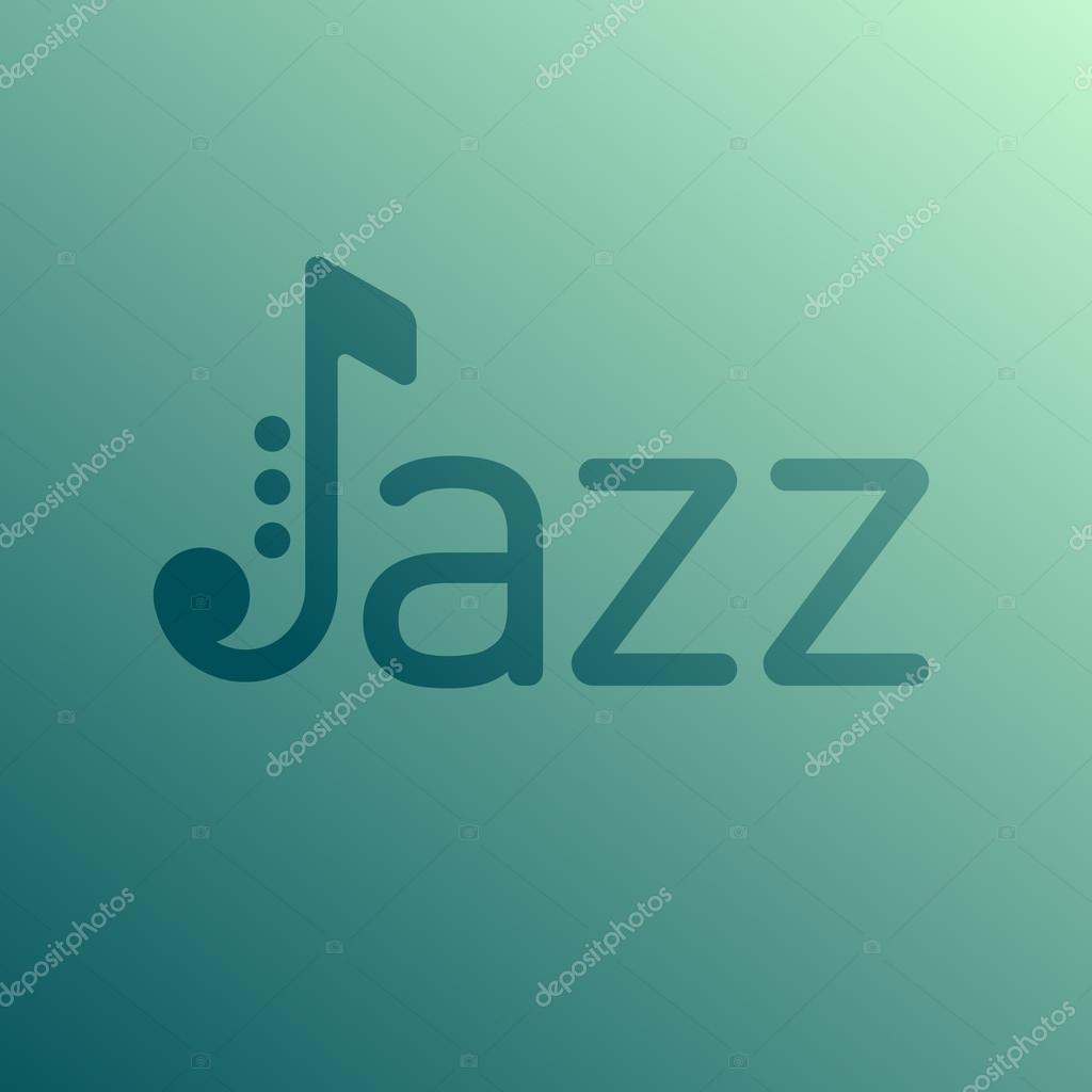Jazz logo on blue background. Note Design by Using Saxophone Shape