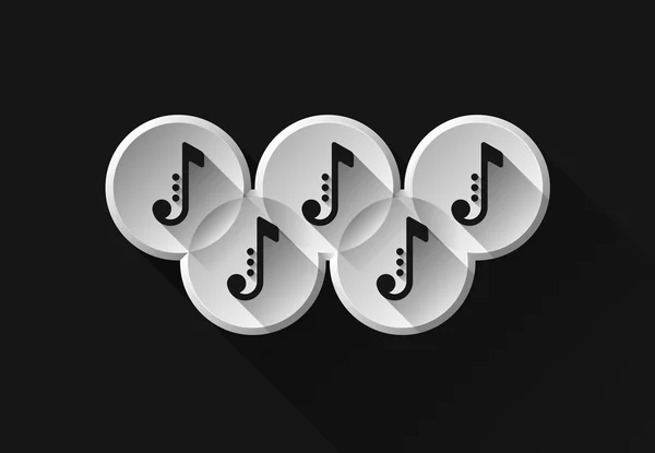 Siyah notları olimpic yüzük. Müzik simgeler. Vektör çizim