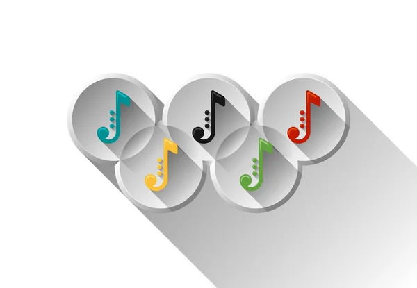 Olimpik halkalar renkli Not simgeler. Müzik simgeler. Vektör çizim