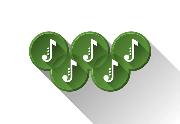 Olimpic yüzük yeşil Not simgeler. Müzik simgeler. Vektör çizim
