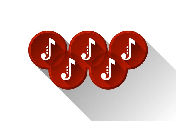Olimpik halkalar kırmızı not simgeler. Müzik simgeler. Vektör çizim