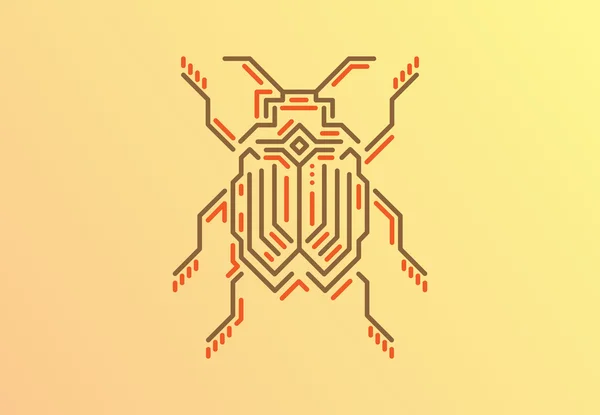 Doğrusal hata techno tarzı. Altın arka plan üzerinde vektör çizim.