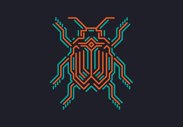 Doğrusal hata techno tarzı. Vektör çizim siyah arka plan üzerine.