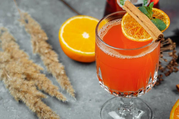 Warming Winter Cocktail Aperol Hot Aperol Cocktail New Years Christmas — Stock Photo, Image