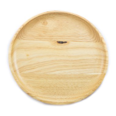 Beyaz arka plan üzerinde ahşap plaka Üstten Görünüm