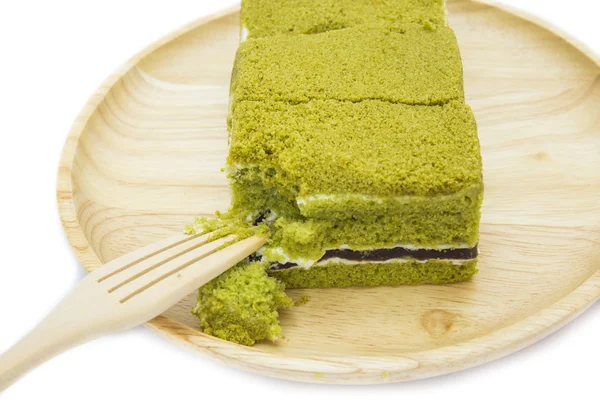 Bolo de chá verde japonês Matcha cheesecake (selecione o foco ) — Fotografia de Stock