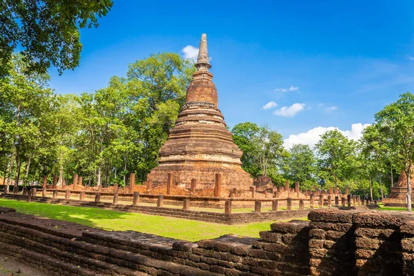 Bezienswaardigheid Van Oude Chedi Gemaakt Van Oude Bakstenen Het Kamphaeng — Stockfoto