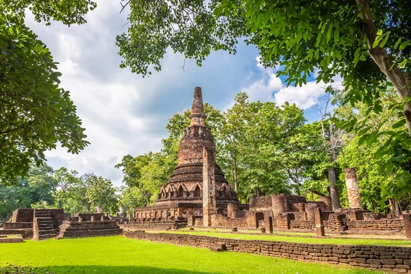 Monumento Del Viejo Chedi Hecho Ladrillos Antiguos Parque Histórico Kamphaeng — Foto de Stock