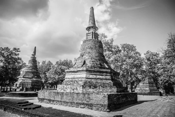 Repère Vieux Chedi Briques Anciennes Dans Parc Historique Kamphaeng Phet — Photo