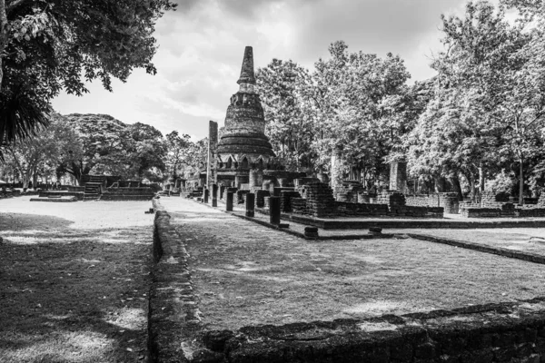 Bezienswaardigheid Van Oude Chedi Gemaakt Van Oude Bakstenen Het Kamphaeng — Stockfoto