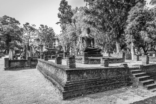Památník Buddhova Obrazu Starověkých Cihel Kamphaeng Phet Historical Park Thajsko — Stock fotografie