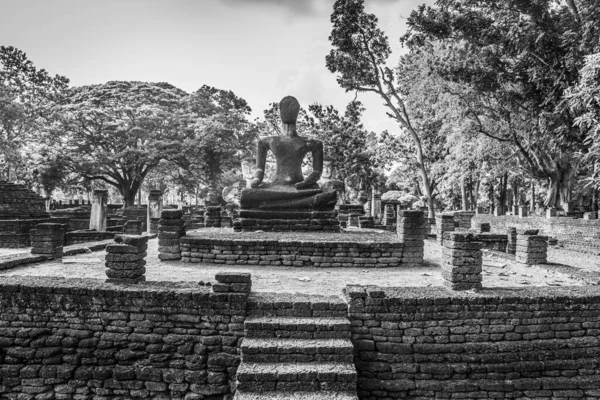 Repère Image Bouddha Faite Briques Anciennes Dans Parc Historique Kamphaeng — Photo