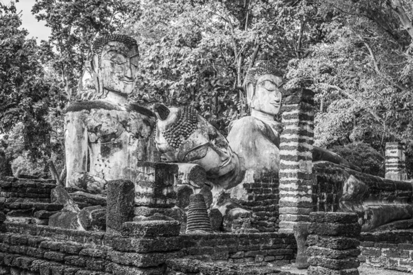 Památník Buddhova Obrazu Starověkých Cihel Kamphaeng Phet Historical Park Thajsko — Stock fotografie