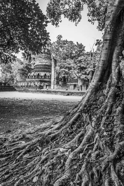 Wahrzeichen Alter Chedi Aus Uralten Ziegeln Kamphaeng Phet Historical Park — Stockfoto