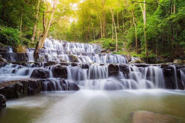 Schöne Tiefe Wälder Wasserfall Sind Wie Schritte Sam Lan Wasserfall — Stockfoto