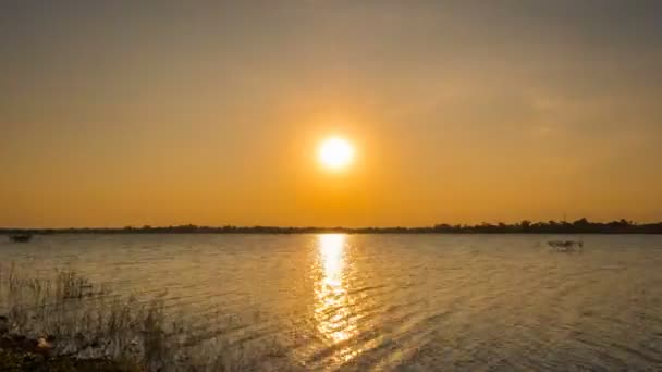 Zeitraffer Von Sonnenuntergang Und Dämmerung Huay Yang Reservoir Nakhon Ratchasima — Stockvideo