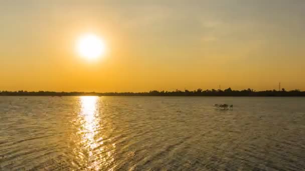 Zeitraffer Von Sonnenuntergang Und Dämmerung Huay Yang Reservoir Nakhon Ratchasima — Stockvideo