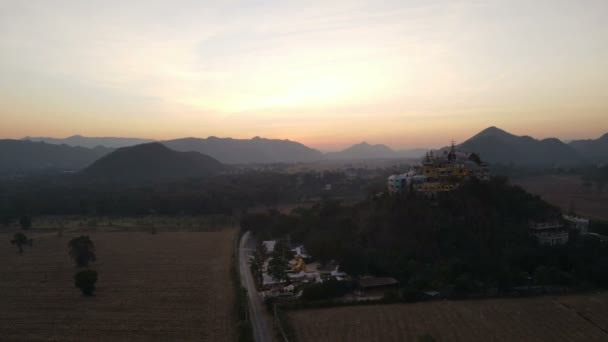 Paysage Wat Simalai Songtham Sur Montagne Coucher Soleil Crépuscule Pak — Video