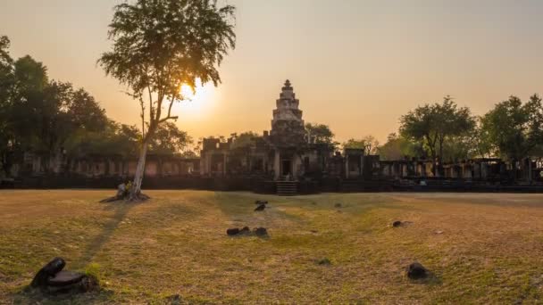 Phanomwan Kalesi Prasat Hin Phanomwan Timelapse Günbatımında Eski Khmer Döneminden — Stok video