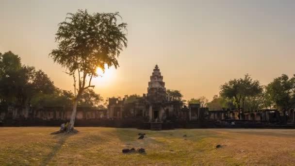 Phanomwan Kalesi Prasat Hin Phanomwan Timelapse Günbatımında Eski Khmer Döneminden — Stok video