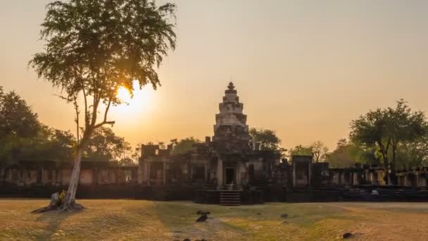 Phanomwan Kalesi Prasat Hin Phanomwan Timelapse Günbatımında Eski Khmer Döneminden — Stok video