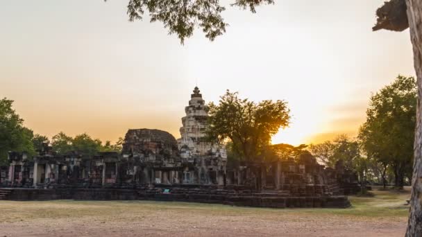 Phanomwan Kalesi Prasat Hin Phanomwan Timelapse Günbatımında Eski Khmer Döneminden — Stok video