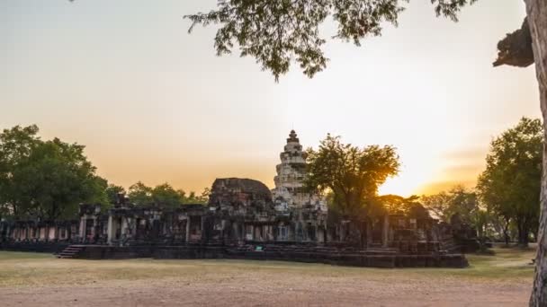 Phanomwan Kalesi Prasat Hin Phanomwan Timelapse Günbatımında Eski Khmer Döneminden — Stok video