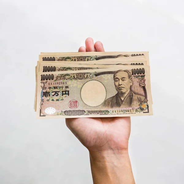 Рука Держит Банкноту 10000 Иен Торговли Обмена Ведения Бизнеса Туризма — стоковое фото