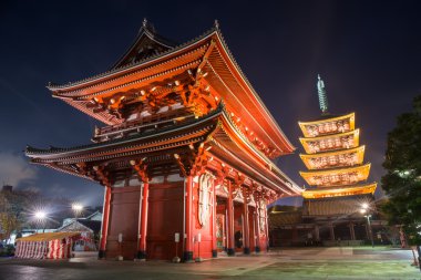 Senso-ji Tapınağı'nda gece, Asakusa, Tokyo, Japonya