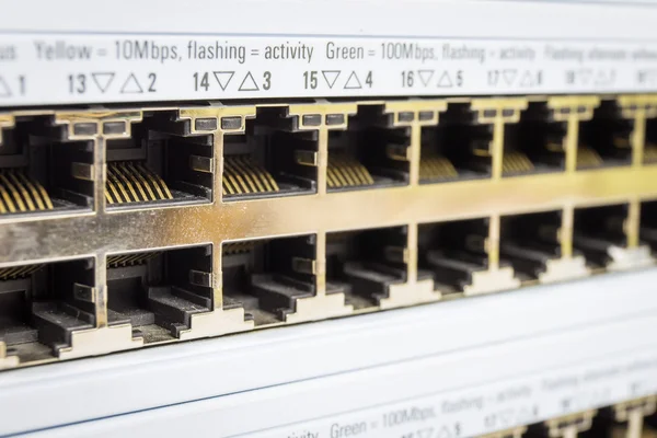 Close-up partially view of LAN network switch — Stock Photo, Image