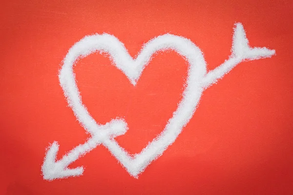 Arrow pierced my heart from sugar, Valentine's day — Stock Photo, Image