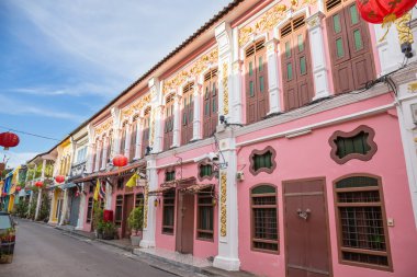 The Old Town Phuket Chino Portuguese Style at soi rommanee talang road clipart