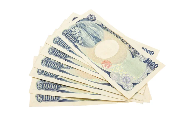 Japanese yen notes. Currency of Japan on white background — Stock Photo, Image