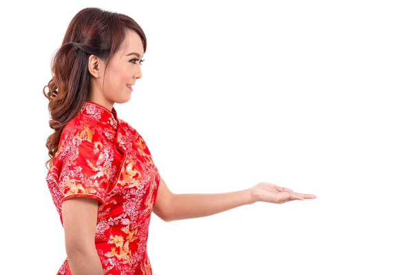 Asian Chinese girl blessed in Traditional Chinese, chinese new year — Stock Fotó