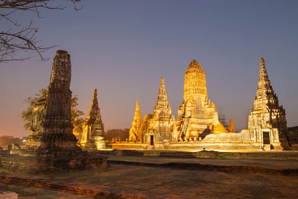 Vackra Wat Chai Watthanaram templet i ayutthaya Thailand — Stockfoto