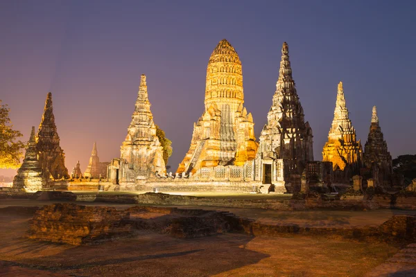 Hermoso templo de Wat Chai Watthanaram en Ayutthaya Tailandia —  Fotos de Stock