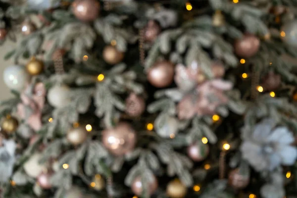 Árbol Navidad Decorado Borroso Fondo Para Imágenes Navidad Concepto Vacaciones — Foto de Stock