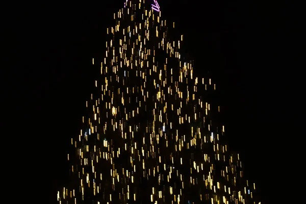 Año Nuevo Instalación Luz Navidad Bokeh Luces Led Ciudad —  Fotos de Stock