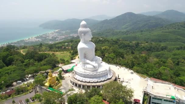 Vista Aérea Big White Buddha Templo Famoso Lugar Phuket Tailandia — Vídeo de stock