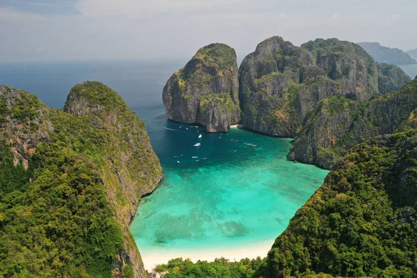 Vista Aérea Maya Bay Marco Popular Phuket Tailândia — Fotografia de Stock