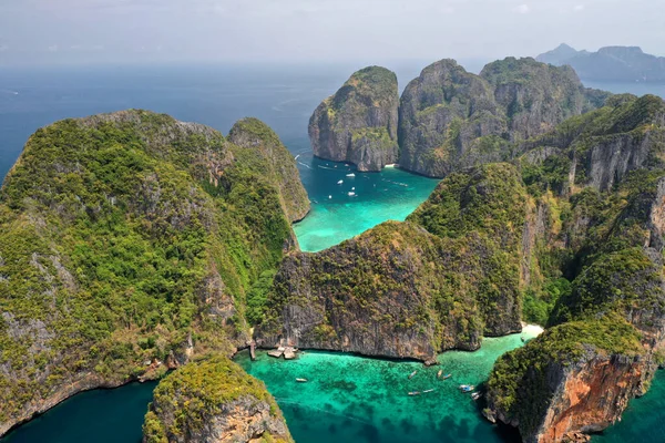 Luftaufnahme Maya Bay Beliebtes Wahrzeichen Phuket Thailand — Stockfoto