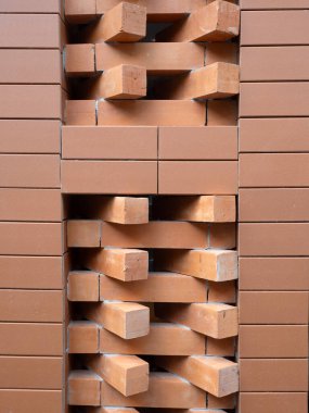 Arkaplan inşaatı için kırmızı tuğlalar.