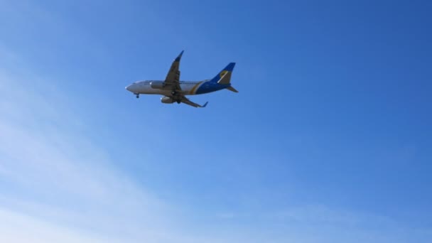 Grandes aviones comerciales aterrizando o despegando — Vídeo de stock