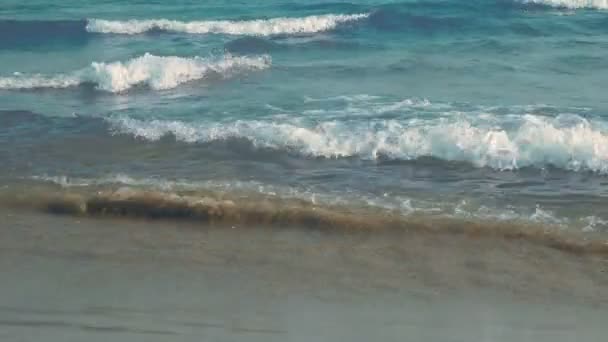 Аварійні хвилі на пляжі найспокійніший вид — стокове відео