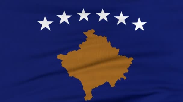 Bandera nacional de Kosovo ondeando en el viento — Vídeos de Stock