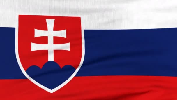 National flag of Slovakia flying on the wind — Stock Video