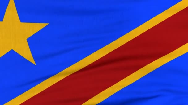 National flag of DR Congo flying on the wind — Stock Video